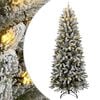 vidaXL Изкуствена коледна елха, 150 LED и флокиран сняг, 120 см