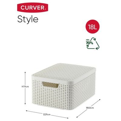 Curver Кутия за съхранение с капак "Style" M 18 л кремавобяло