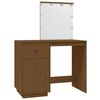 vidaXL Тоалетка с LED, Меденокафяв, 95x50x133,5 см, борово дърво масив