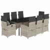 vidaXL Градински трапезен комплект 9 части с възглавници светлосив