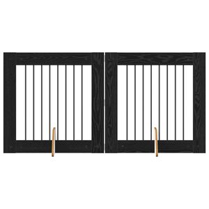vidaXL Врата за кучета с поставки 2 pcs Черен дъб 80 x 80 cm