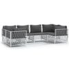 vidaXL Градински лаундж комплект 6 части с възглавници бял стомана