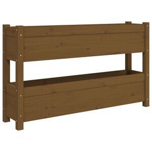 vidaXL Плантер, меденокафяв, 112x25x66 см, борово дърво масив