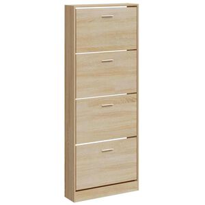 vidaXL Шкаф за обувки, дъб, 59x17x150 см, инженерно дърво