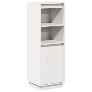 vidaXL Висок шкаф, бял, 37x34x110 см, борово дърво масив