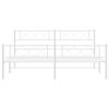vidaXL Метална рамка за легло с горна и долна табла, бяла, 183x213 см