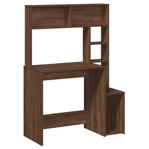 vidaXL Бюро с рафтове, кафяв дъб, 100x45x140 см, инженерно дърво