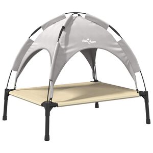 vidaXL Кучешко легло 63 x 49,5 x 60 см Стомана Сребристо сиво