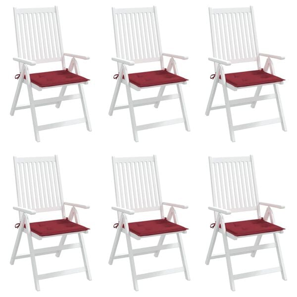 vidaXL Възглавници за стол 6 бр виненочервени 50x50x4 см Оксфорд плат