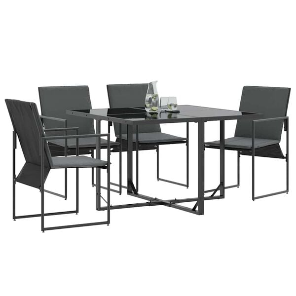 vidaXL Градински столове 4 pcs Черен и антрацит 50.5 x 59 x 81.5 см