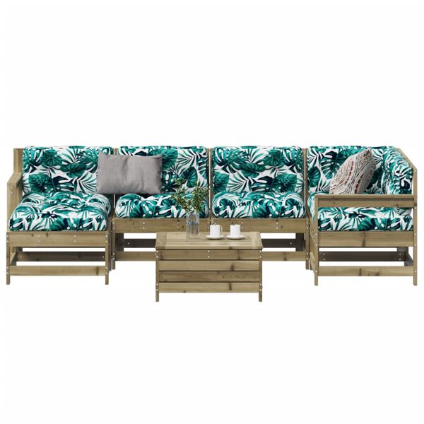 vidaXL Градински лаундж комплект 7 части с възглавници импрегниран бор