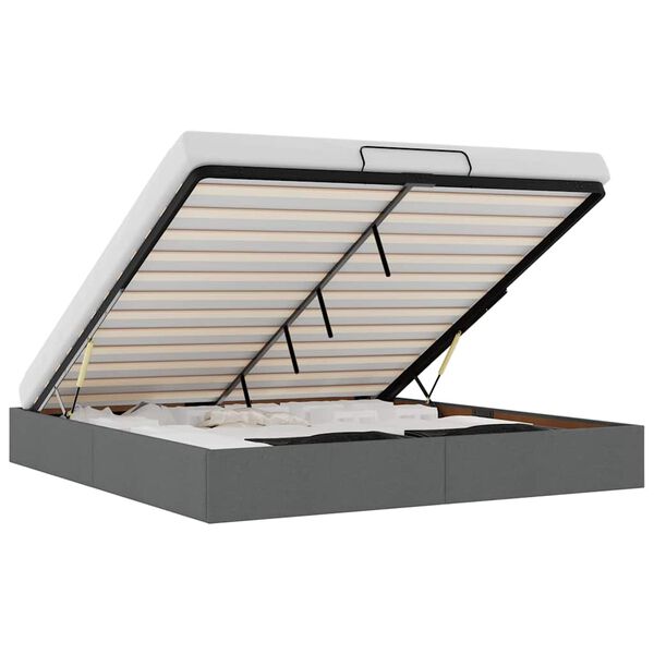 vidaXL Османска рамка за легло без матрак, тъмносива, 180x200 см, плат