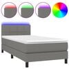 vidaXL Боксспринг легло с матрак и LED, тъмносива, 90x200 см, плат