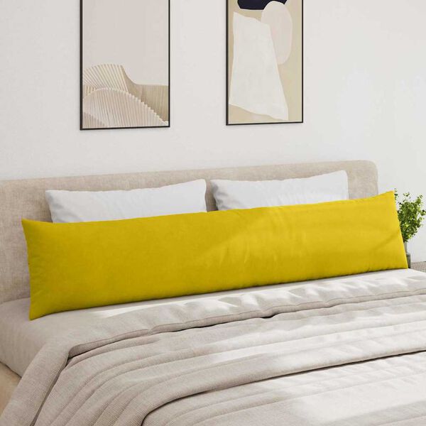 vidaXL Диван възглавници 2 pcs Жълто 200 x 40 см Кордюрова тъкан