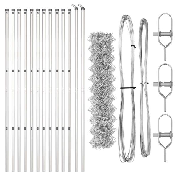 vidaXL Оградна верига с колони Сребрист 1.2 x 25 m Стомана