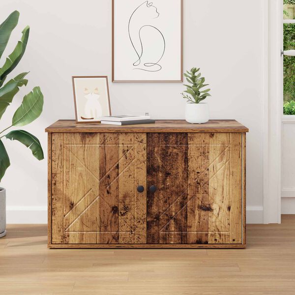 vidaXL Къща за котки Старо дърво 85 x 55 x 50 см Инженерно дърво