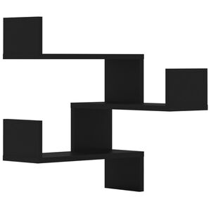 vidaXL Стенни ъглови рафтове, 2 бр, черни, 40x40x50см, инженерно дърво