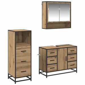 vidaXL Комплект мебели за баня 3 бр. Дъб 80 x 33 x 60 см