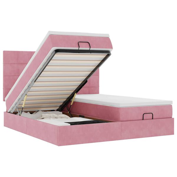 vidaXL Османска легло с матраци, розово, 200x200 см, кадифе