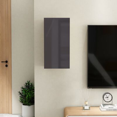 vidaXL ТВ шкаф, сив гланц, 30,5x30x60 см, ПДЧ