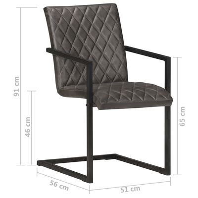vidaXL Конзолни трапезни столове, 4 бр, сиви, естествена кожа