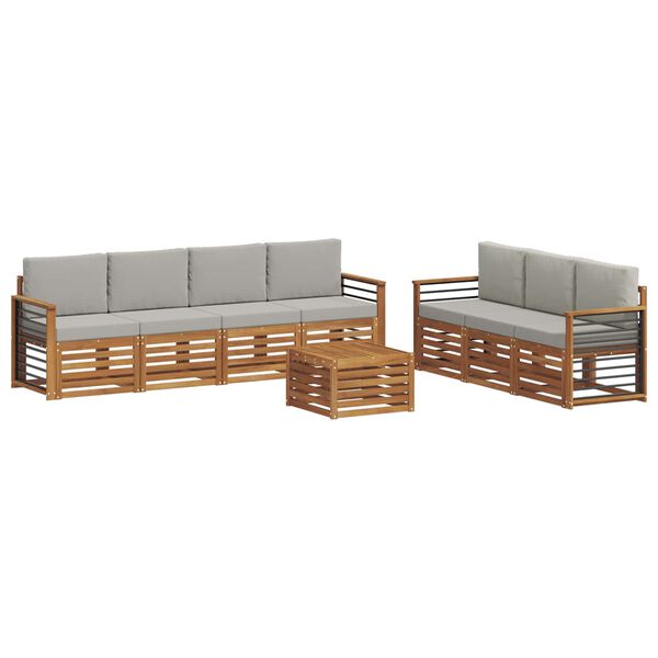 vidaXL Комплекти дивани с възглавница 8 pcs Естествено и светло сиво