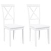 vidaXL трапезни столове 2 бр. бяла масивна дървесина гума