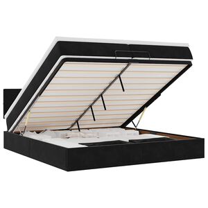 vidaXL Османска легло с матраци и LED, черно, 200x200 см, кадифе