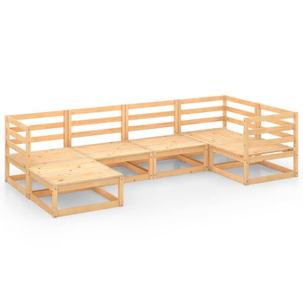 vidaXL Градински лаундж комплект, 6 части, борово дърво масив