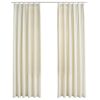 vidaXL Затъмняващи завеси с куки, 2 бр, кадифе, кремави, 140x225 см
