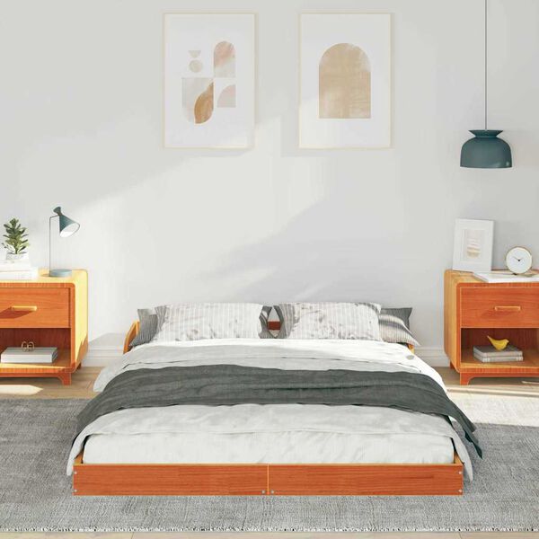 vidaXL Рамка за легло Кафяво с восъчно покритие 135 x 190 cm