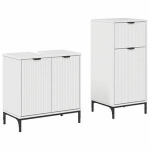 vidaXL Комплект мебели за баня 2 бр. Лъскаво бяло 39,5 x 36 x 88 см