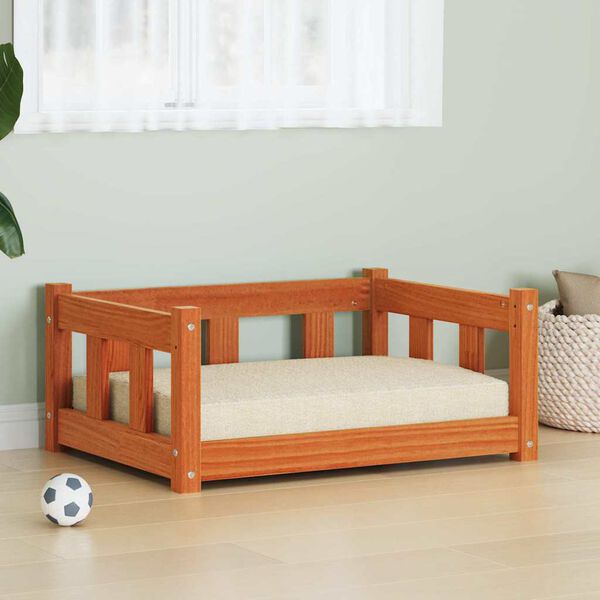 vidaXL Кучешко легло Кафяво с восъчно покритие 65,5 x 50 x 28 см