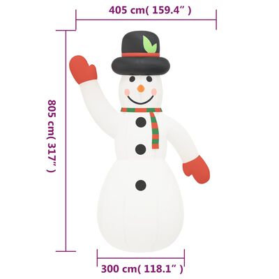 vidaXL Надуваем Дядо Коледа с LED 805 см