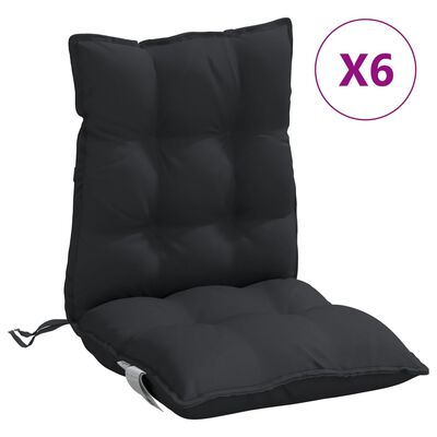 vidaXL Възглавници за стол ниска облегалка 6 бр черни Оксфорд плат