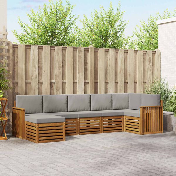 vidaXL Комплект секционен диван 7 pcs Естествено и светло сиво