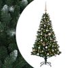 vidaXL Изкуствена коледна елха с топки 120 см 150 LED светодиода