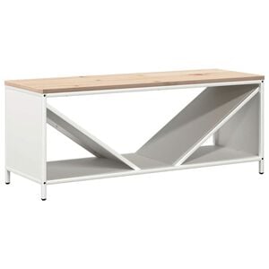 vidaXL Стойка за дърва за огрев с дървен плот, бяла 100,5x35,5x40 см