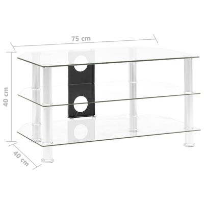 vidaXL ТВ шкаф, прозрачен, 75x40x40 см, закалено стъкло