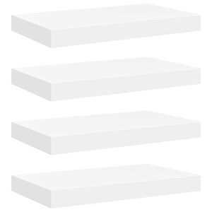 vidaXL Окачени стенни рафтове, 4 бр, бели, 40x23,5x3,8 см, МДФ