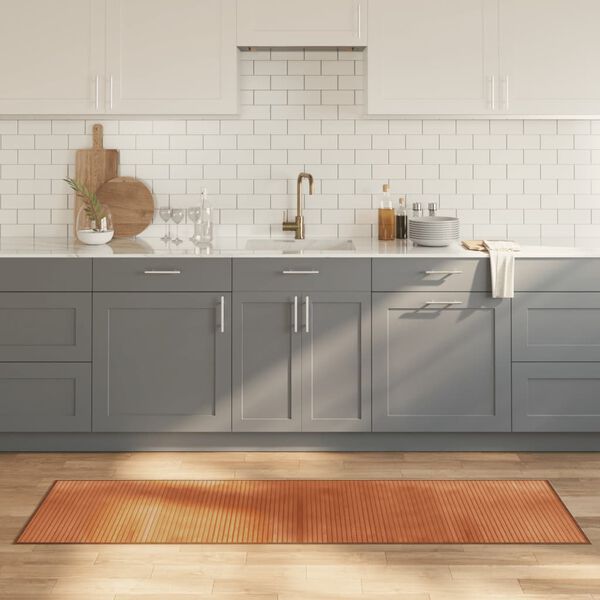 vidaXL Килим, правоъгълен, кафяв, 60x200 см, бамбук