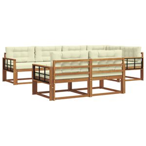 vidaXL Комплект дивани за открито 7 pcs Натурален и Крема