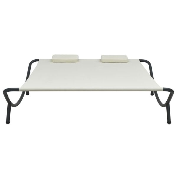 vidaXL Градинско лаундж легло, текстил, кремаво