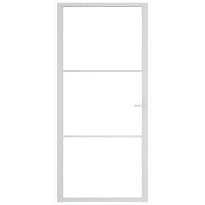vidaXL Интериорна врата 93x201,5 см бяла ESG стъкло и алуминий