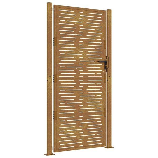 vidaXL Градинска порта 100x200 см, кортенова стомана, квадратен дизайн