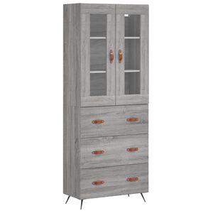 vidaXL Висок шкаф, сив сонома, 69,5x34x180 см, инженерно дърво