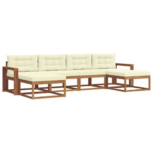 vidaXL Комплект дивани за открито 6 pcs Натурален и Крема