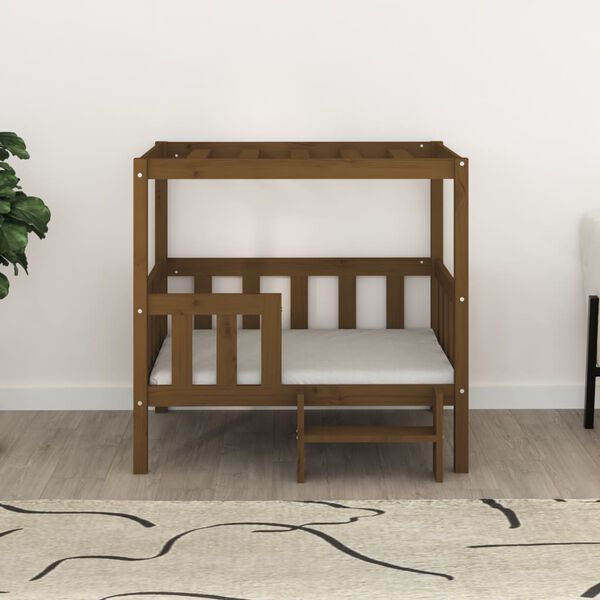 vidaXL Кучешко легло, меденокафяво, 95,5x73,5x90 см, бор масив