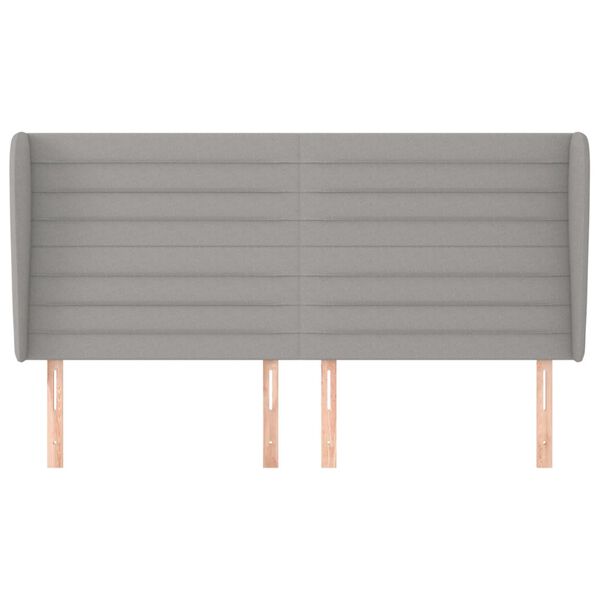 vidaXL Горна табла за легло с уши, светлосива, 203x23x118/128 см, плат