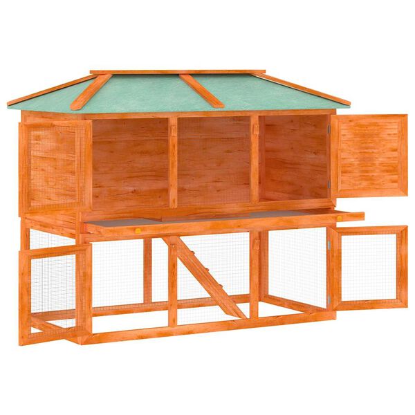 vidaXL Клетка за зайци на две нива, дърво